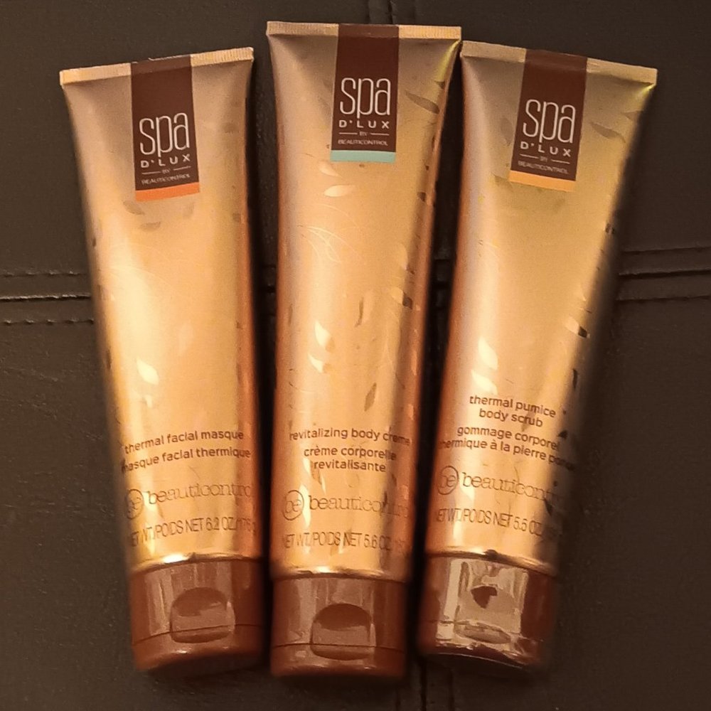 Spa D'Lux Thermal Facial Masque, Body Cream, and Thermal Pumice Body Scr…